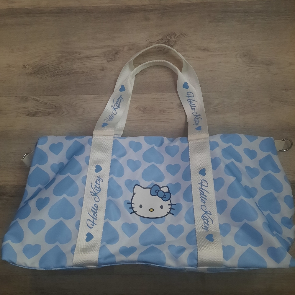 Hello Kitty Blue Heart Pattern Weekender Bag - image 1
